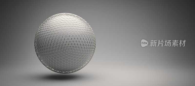 保护白色球体的六边形网格- 3D渲染插图